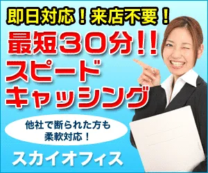 スカイオフィスの詳細を見る（即日対応・来店不要・最短30分スピードキャッシング）